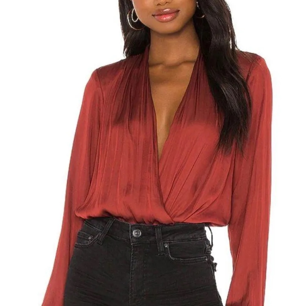 REVOLVE Deep Red Surplice Blouse